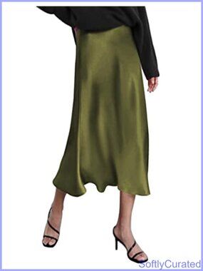 High Waist Satin Midi Skirt Elegant Fishtail Formal Party Skirt